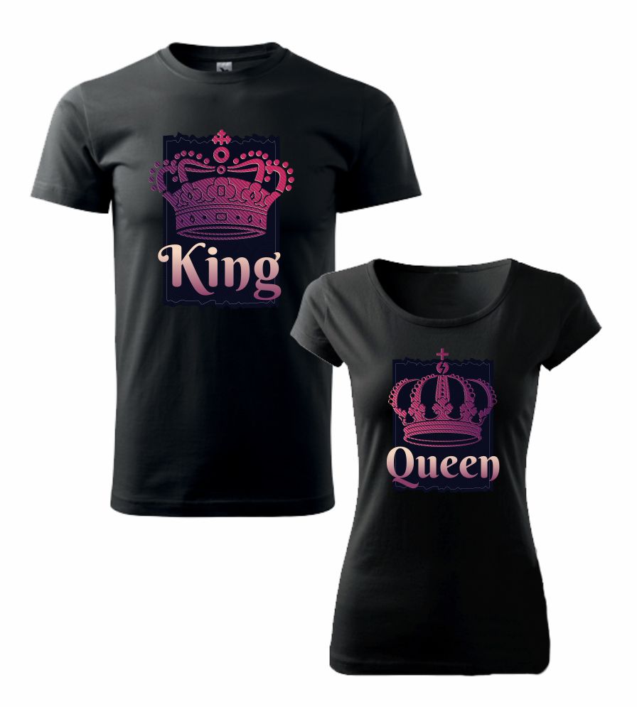 Tričká pre páry King and Queen, XL+L, fuchsia red