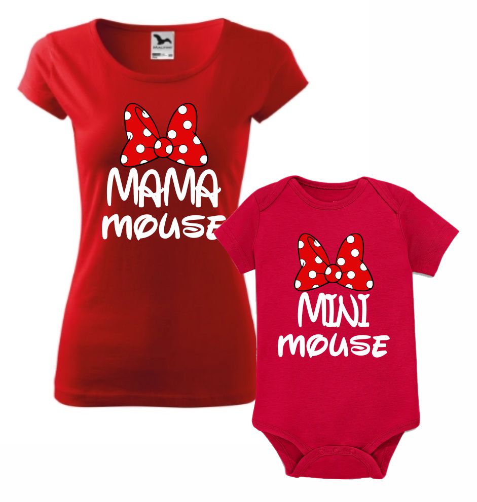 Set Mama Mouse & Minnie Mouse, XS dámske, 0/3 detské body, mätová