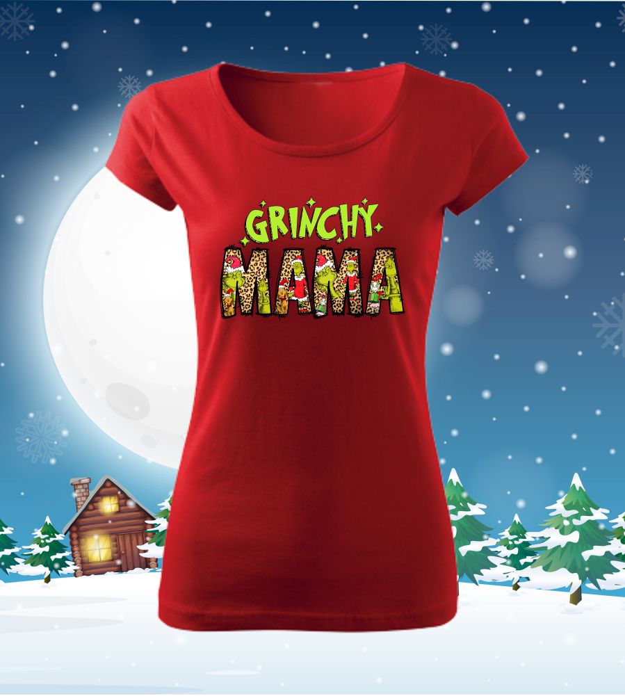 Dámske vianočné tričko Grinchy Mama